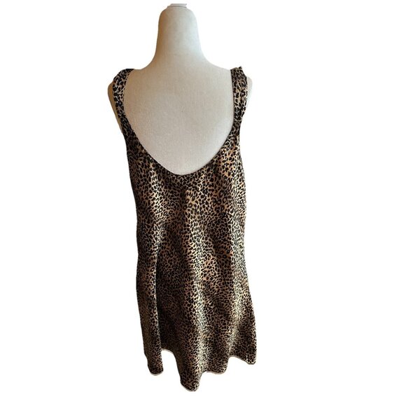 Vintage Amanda Stewart XL Animal Print Satin Nightgown Slip Dress Short - Picture 2 of 5